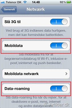 iPhone mobildata